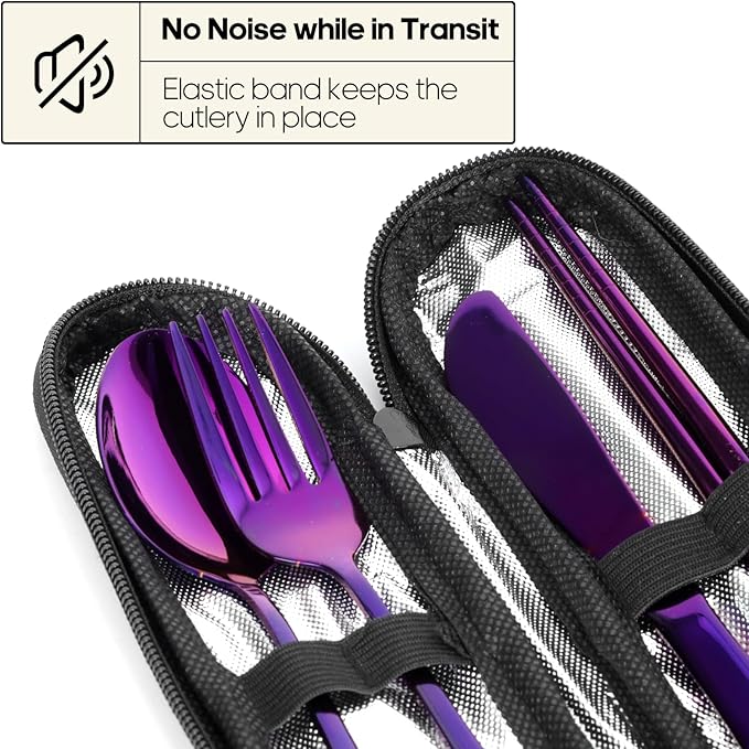 Travel Utensils with Case, Quatish Portable Silverware Set - Image 3