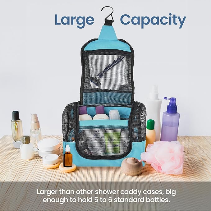 The Fine Living Co. Portable Hanging Shower Caddy Organizer Bag Quick Dry Mesh - Image 4