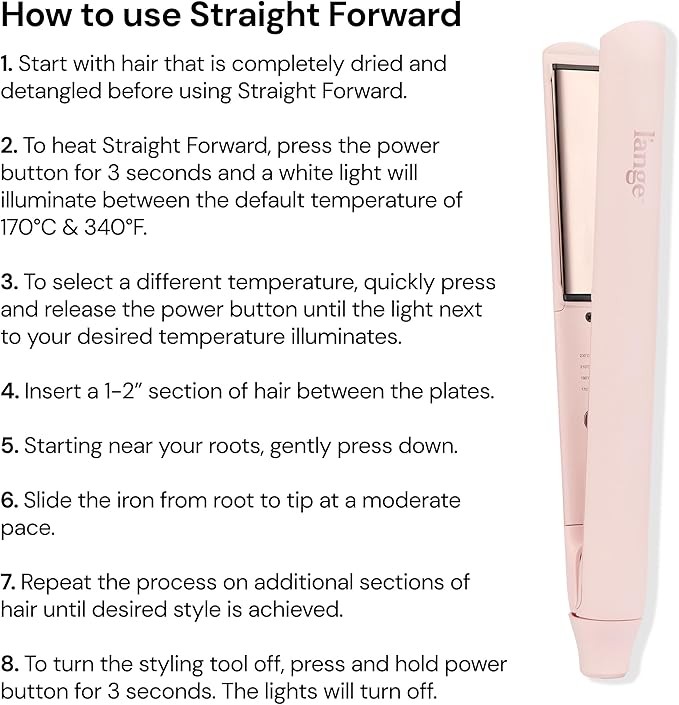 L'ANGE HAIR Straight Forward Titanium Flat Iron – 1” Floating Plates | Dual Voltage | 360° Swivel Cord | Auto Shut-Off | Safety Cool Tips | Ideal for Straightening, Curling, and Waving (Blush)