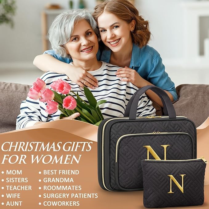 Personalized Gifts for Women, Initial Toiletry Bag Hanging Travel Organizer & - Image 8