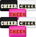 6 Pcs Cheer Makeup Bag Cosmetic Bag with Chenille Letter Patches Waterproof Portable Cheerleader Toiletry Zipper Pouch for Girl Women Appreciation (Bright Colors)