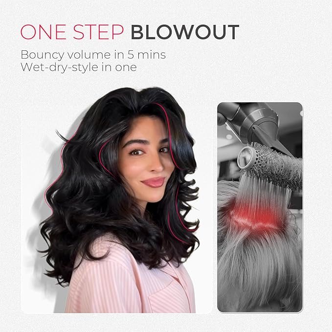 TYMO 2.0 Hair Blow Dryer Brush - Blowout Hot Air Brush, One Step Volumizer, Upgraded 2 Inch Barrel Roller Curling Styler, 3X Faster Drying, 0.6 lb Lightweight, Straightener Curling in One, Black