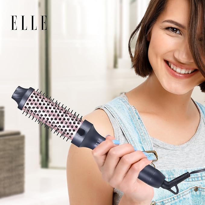 Elle - Infrared Heated Round Brush, Gentle Heat Effortless Volume and Shine (Black)