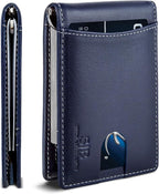 SERMAN BRANDS RFID Blocking Slim Bifold Genuine Leather Minimalist Front Pocket by SERMANBRANDS