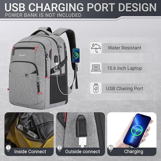48L Expandable Laptop Backpack, Anti-thief Travel Backpack - Image 4