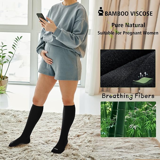 LEVSOX Compression Socks for Pregnant Women 20-30 mmHg Knee High Cute Funny - Image 4
