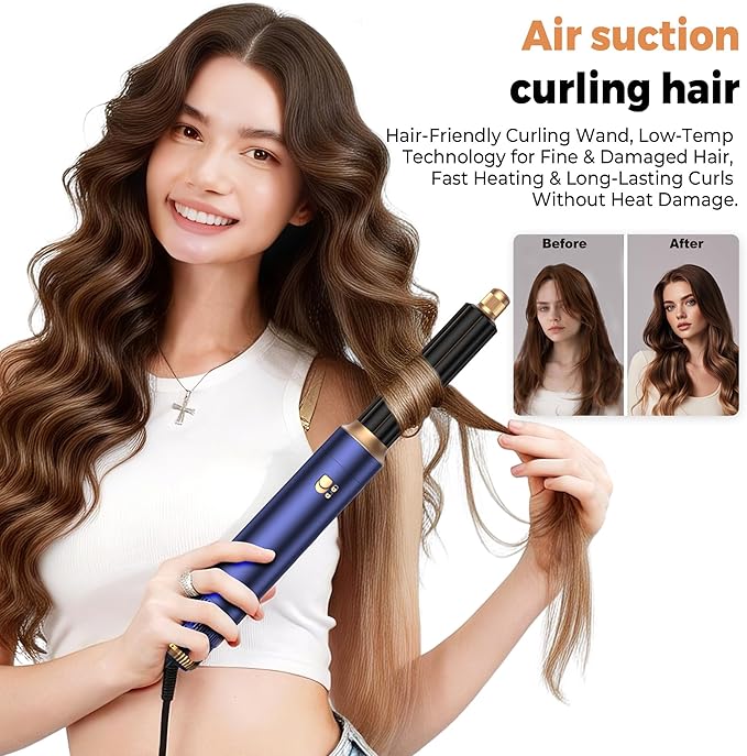 5 in 1 Hair Dryer Brush Set,Professional Negative Ionic Hot Air Styler, Air Curling Wrap Styler,Detachable Blow Dryer Brush With Auto Wrap Curlers,Hair Styling Tools For Straight/Curl/Drying/Smoothing