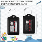 2 Pack Leather Luggage Tag for Suitcase Vintage Baseball American Flag Unique - Image 2