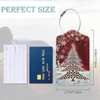 Christmas 2 Pack Luggage Tag for Suitcases Tree Snowflake Red PU Leather Bag - Image 3
