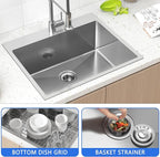 25x22 Inch Drop In Kitchen Sink, 25 Inch Kitchen Sink Top Mount 18 Gauge 304 - Image 2