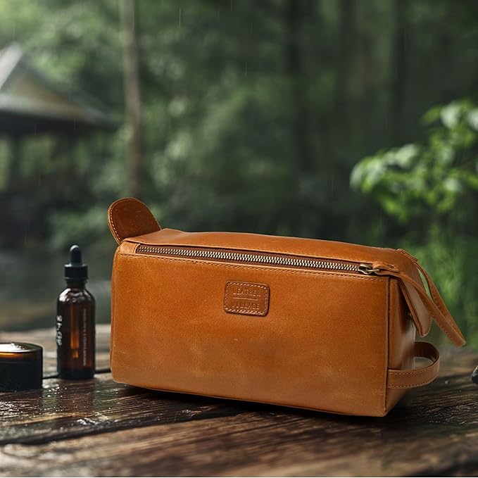 LEATHER VILLAGE Premium Leather Travel Toiletry Bag - Image 7