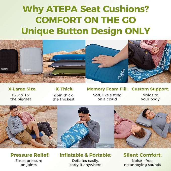 ATEPA Inflatable Stadium Seat Cushion, Self-Inflating Memory Foam Stadium Seats - Image 7