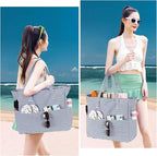 LEDAOU Large Beach Tote Bag Women Waterproof Sandproof Zipper Beach Tote Bag - Image 2