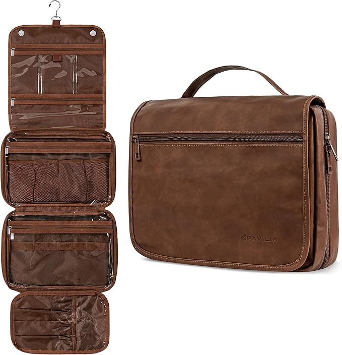 PAVILIA Hanging Toiletry Bag Women Men, Foldable Cosmetic Organizer Travel Bag by PAVILIA