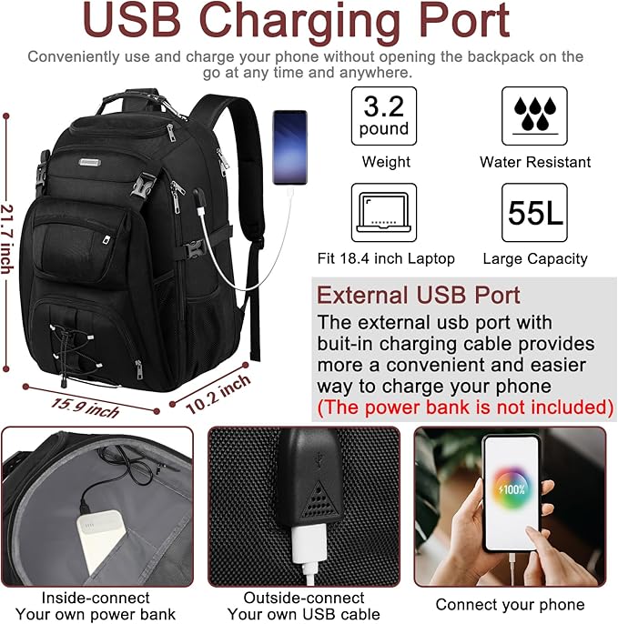 Extra Large Laptop Backpack for Travel, College & Work, TSA Friendly Commuter - Image 2