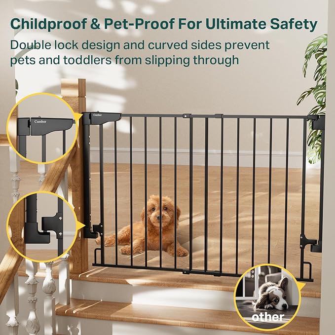Cumbor 29.2–43" Baby Gate for Stairs, Wall-Mounted, Expandable No Bottom Bar - Image 4