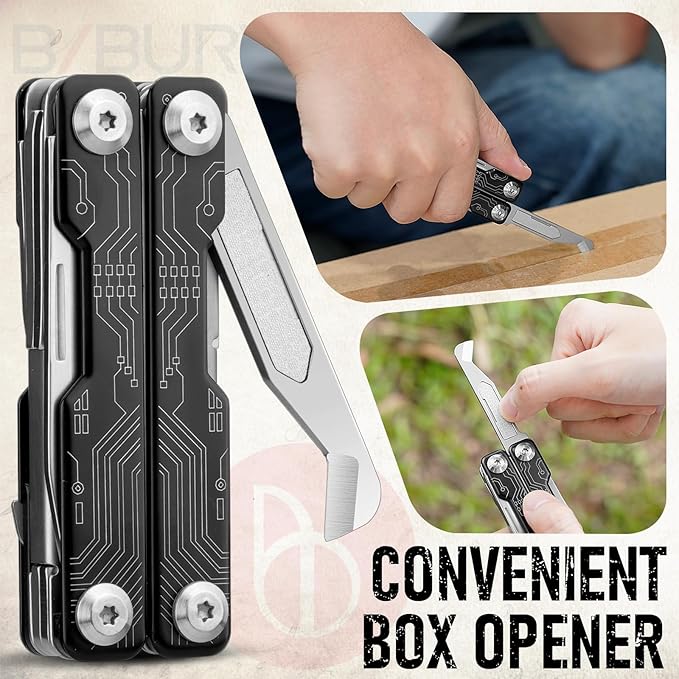 BIBURY Mini Keychain Multitool Scissors B12062B, 9 in 1 Multitool EDC Scissors - Image 5