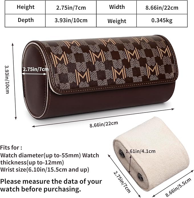 MOZSLY Watch Roll Travel Case 3 Slots Portable Watches Box Organizer Storage - Image 6