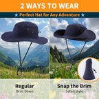 Home Prefer UPF50+ Mens Sun Hat Wide Brim Womens UV Protection Beach Bucket Hat - Image 2