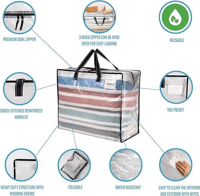 VENO 4 Pack Heavy Duty Moving Bags, Storage Bags, Packing Supplies, Top Zipper - Image 7