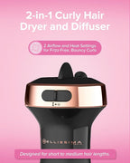 Bellissima Diffon Ceramic Diffuser Hair Dryer for Curly Hair - 2-in-1 Blow Dryer with Diffuser - Reduces Frizz, Defines Curls, Volumizes - Lightweight, Compact, Easy Hold Handle