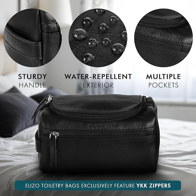 ELIZO Premium REAL Leather Toiletry Bag - Image 4