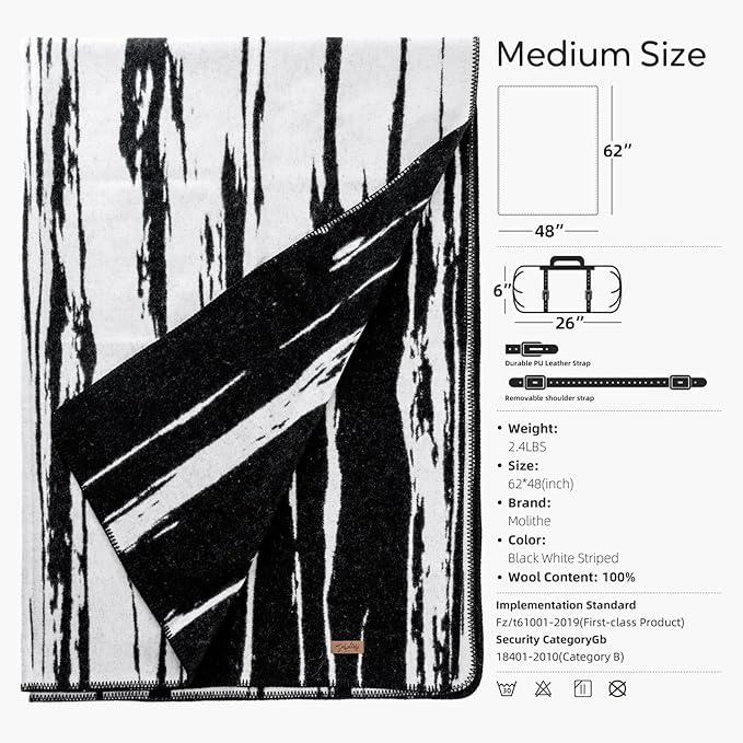 100% Wool Blanket, Military Wool Blanket, Sporting Events, Survival Kits - Image 4