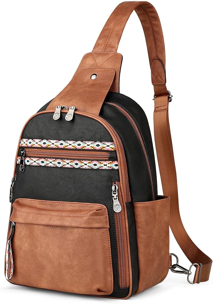 FADEON Large Sling Bag for Women, Leather Crossbody Purse Designer Anti Theft - Image 9