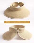 FURTALK Sun Hats for Women Wide Brim Beach Hat Straw Visor Ponytail Summer UV - Image 2