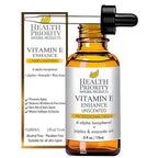 Health Priority Naturals|Organic Vitamin E Oil for Skin - Jojoba, Avocado Oil - Unscented, Handcrafted for Face/Hair, Non-GMO, No Gluten, 15000 IU, 0.5 Fl oz
