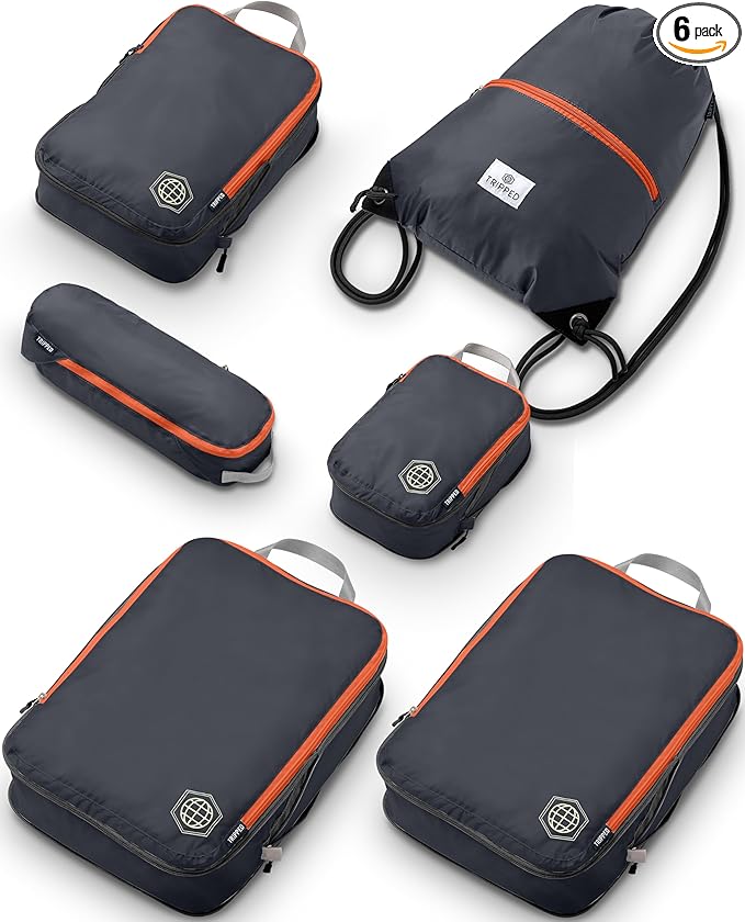Large Compression Packing Cubes 6 Piece Set by TRIPPEDTravelGear