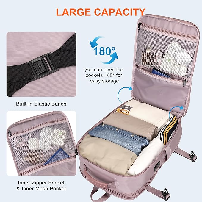 PIJUSHI Travel Backpack for Women Expandable Carry on Luggage Backpack Airline - Image 3
