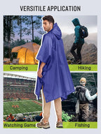 SaphiRose Extra Thick Hooded Rain Poncho Double Layer Waterproof Raincoat Jacket - Image 6