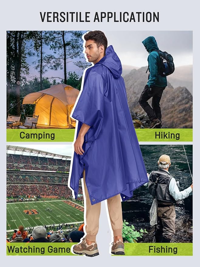 SaphiRose Extra Thick Hooded Rain Poncho Double Layer Waterproof Raincoat Jacket - Image 6