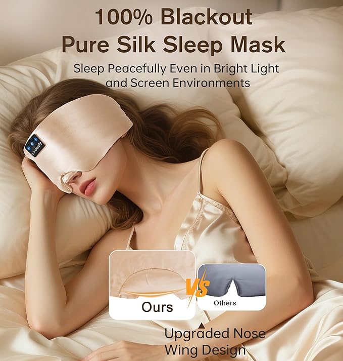 LC-dolida Luxurious Silk Soft Sleep Mask, Sleep Headphones - Image 5
