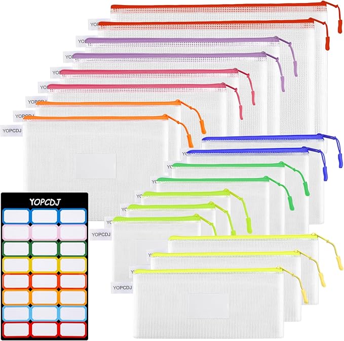 18 Pack 8 Size Mesh Zipper Pouch Bags, Waterproof Zipper Bags by YOPCDJ