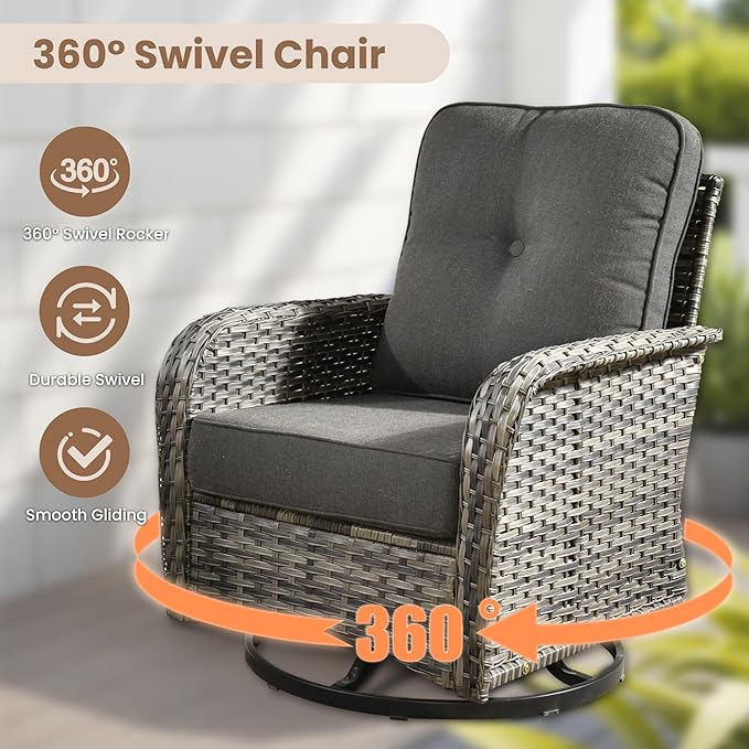 HOOOWOOO Patio Furniture Set, 7 Pieces Outdoor Conversation Set, All Weather - Image 2