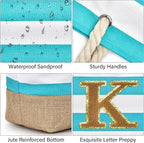 Becokan Beach Bag Initial Beach Tote - Image 2