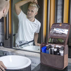 Hanging Toiletry Bag for Men VANCASE Vintage Leather Shaving Dopp Kit Medium - Image 2