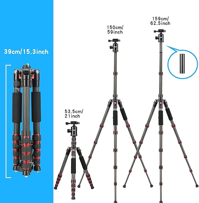 BONFOTO B690C Lightweight Carbon Fiber Portable Tripod Compact Travel Camera - Image 5