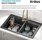 KRAUS Forteza 33-inch Drop In/Undermount 60/40 Double Bowl Granite Kitchen Sink - Image 7