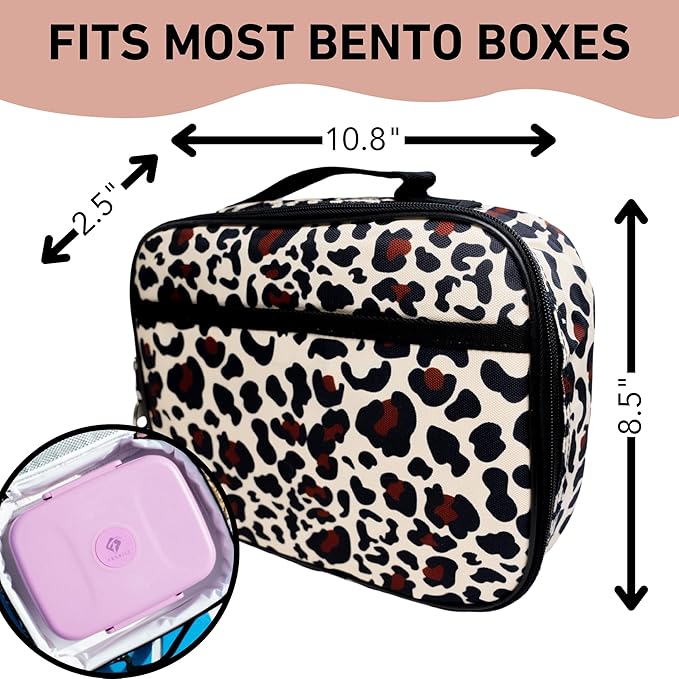 Fenrici Cheetah Kids Lunch Box for Girls, Teens Insulated Lunch Bag, Soft Sided - Image 5