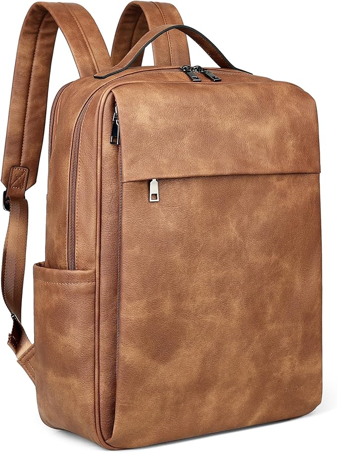 MASINTOR 15.6 inch PU Leather Laptop Backpack Purse by MASINTOR
