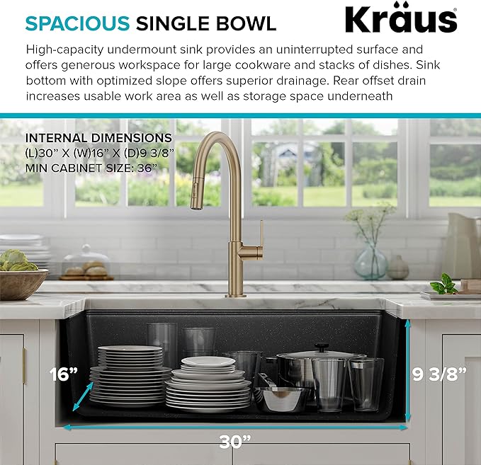 KRAUS Bellucci 32” in. Undermount Workstation Granite Kitchen Sink in Metallic - Image 8