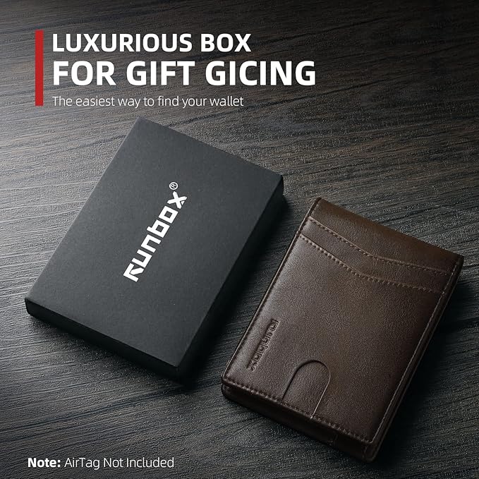 RUNBOX AirTag-Wallet-Mens-Slim-RFID Blocking Wallets Leather - Image 7