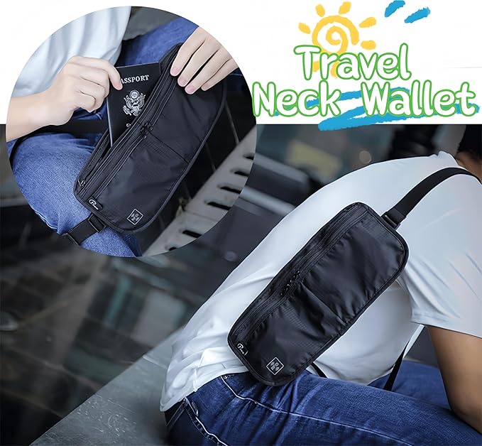 Travel Passport Holder 【1 PACK】2 in 1 Slim RFID Blocking Travel Money Belt - Image 2