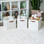 OrganiHaus White 12x12 Fabric Storage Bins - Image 4