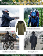 COOFANDY Men's Long Raincoat Ligtweight Rain Jacket Waterproof Outdoor Jackets - Image 4