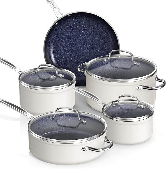 Nuwave Healthy Duralon Blue Ceramic Nonstick Coated 9pc Cookware Set, by NuWave