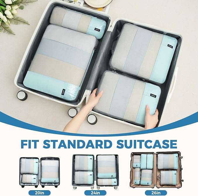 BAGAIL 6 Set/4 Set Lightweight Compression Packing Cubes - Image 7